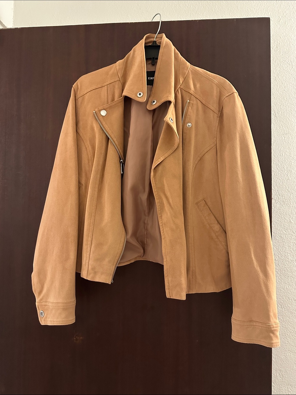 Express Tan Suede Moto Jacket - Soft Camel Tone